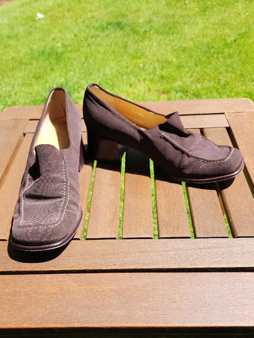 Franco Sarto Brown Block Heel Loafers